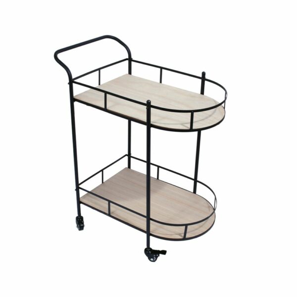 Desserte à roulettes caddie 2 niveaux – L 68 x l 39 x H 79,6 cm – Noir