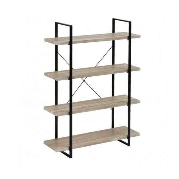 Étagère Bibliothèque Originale en Bois MDF et Métal Noir Design