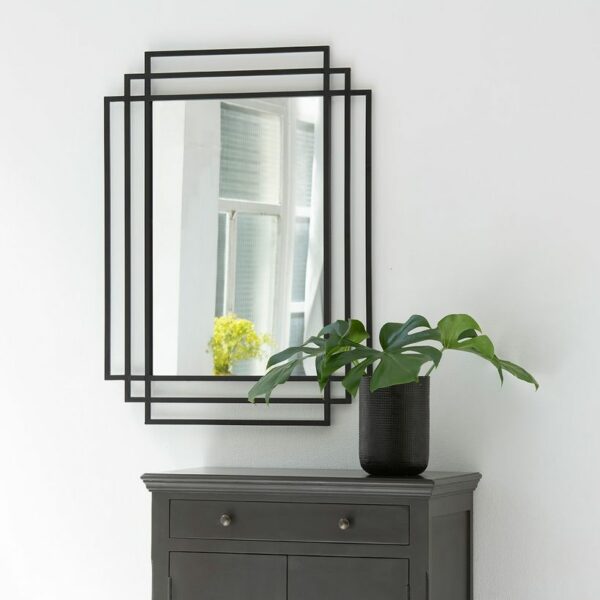 Miroir rectangulaire style Art Déco noir Ginger Passage Vernet