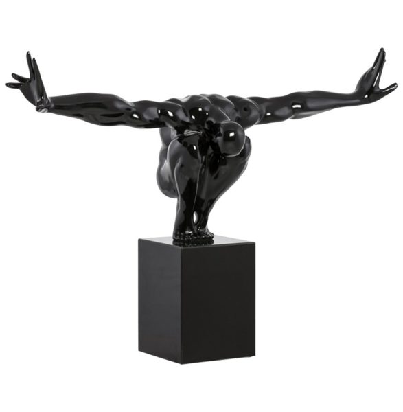 STATUE DÉCO ‘WISE’ ATHLÈTE HOMME EN POLYRÉSINE NOIRE
