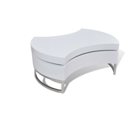 Table basse à forme réglable Haute brillance Blanc