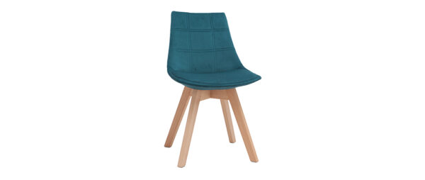 CHAISES SCANDINAVES VELOURS BLEU P…TROLE ET BOIS (LOT DE 2) MATILDE