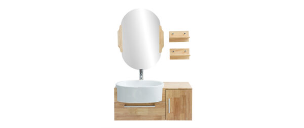 MEUBLE DE SALLE DE BAIN : VASQUE, MEUBLE SOUS-VASQUE, ÉTAGÈRES ET MIROIR NIVAN