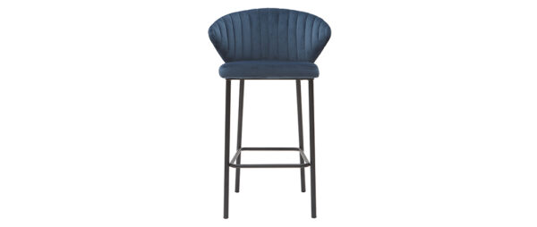 TABOURET DE BAR DESIGN VELOURS BLEU FONCÉ 65 CM DALLY