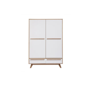 Armoire design avec penderie finition bois clair et blanc mat L120 cm HELIA