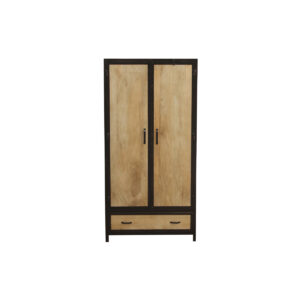 Armoire industrielle en bois massif manguier et métal noir L90 cm INDUSTRIA