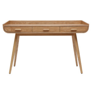 Bureau avec rangements 3 tiroirs scandinave bois clair L132 cm HALLEN