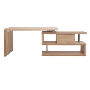 Bureau modulable design avec rangements 2 tiroirs bois clair L140-218 cm MAX