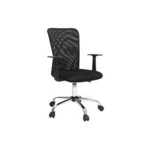 Fauteuil de bureau à roulettes design en mesh noir et acier chromé PLUZ