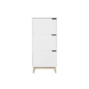 Meuble de rangement haut blanc et bois clair 3 portes L60 cm LEENA