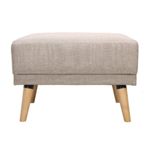 Pouf repose-pieds scandinave en tissu beige et bois clair ULLA