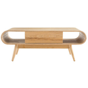 Table basse rectangulaire avec rangements scandinave bois clair L120 cm BALTIK