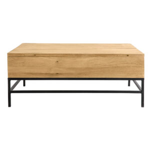Table basse relevable industrielle bois manguier massif et métal noir L110 cm YPSTER